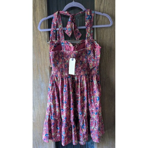 NWT BOG Collective Sundress Floral Bustier Halter Ruffle Hem Mini  Boho Sz Small - Picture 3 of 12